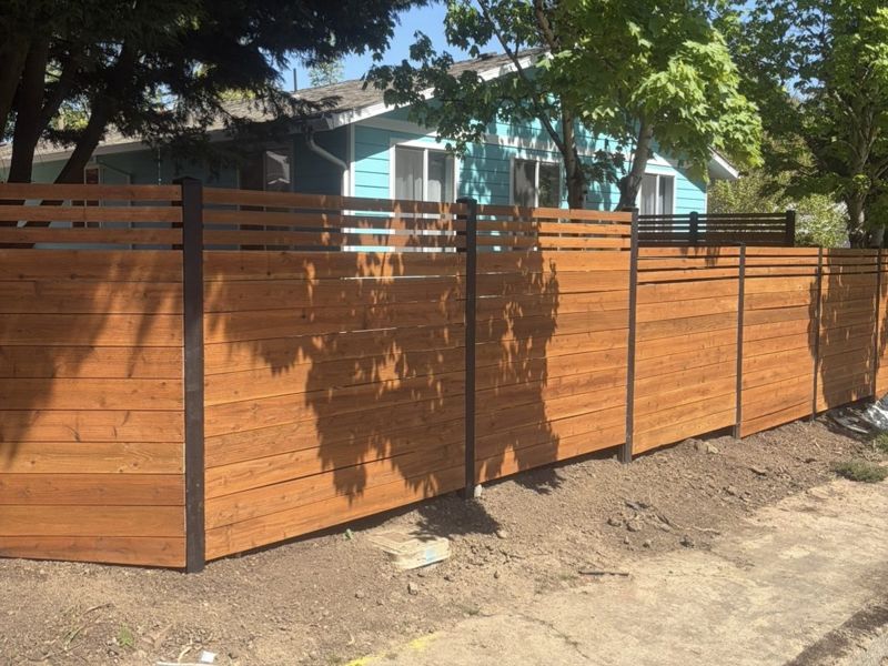 Horizontal cedar privacy fence